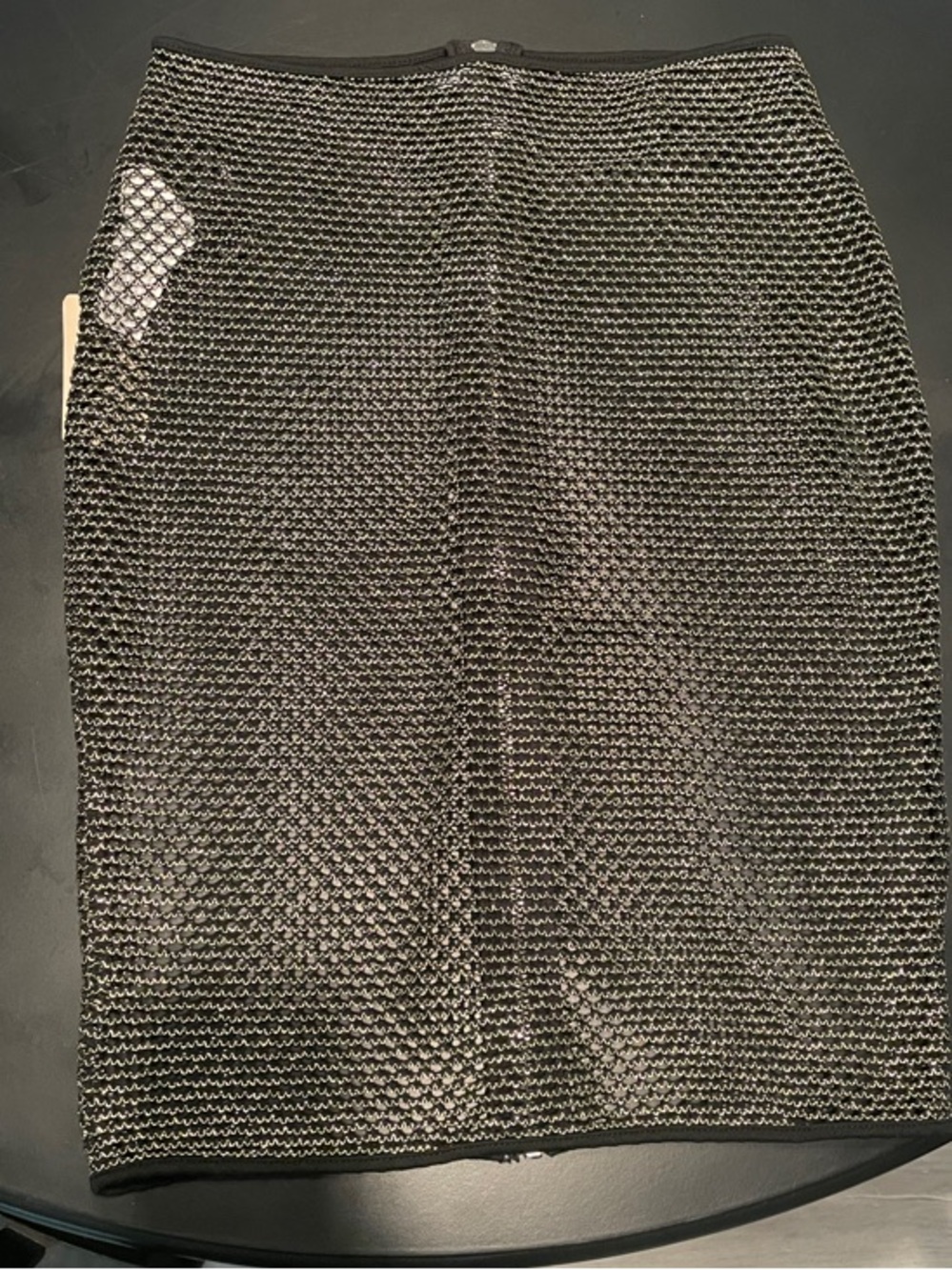 Black & Gold Textured Knit Pencil Skirt